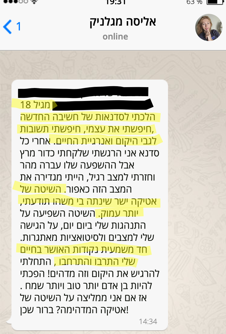 צילום מסך מאליסה מגלניק