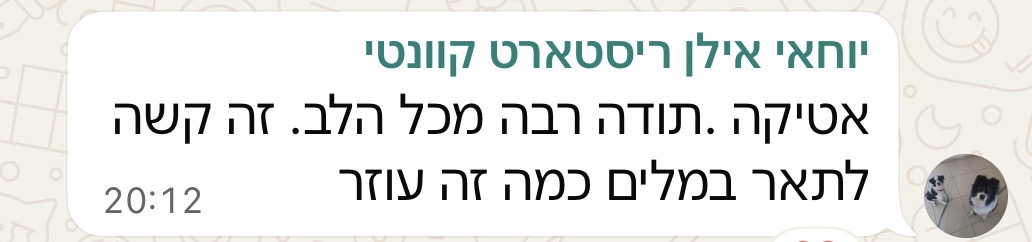 צילום מסך מוואטסאפ מיוחאי אילן, ריסטארט קוונטי